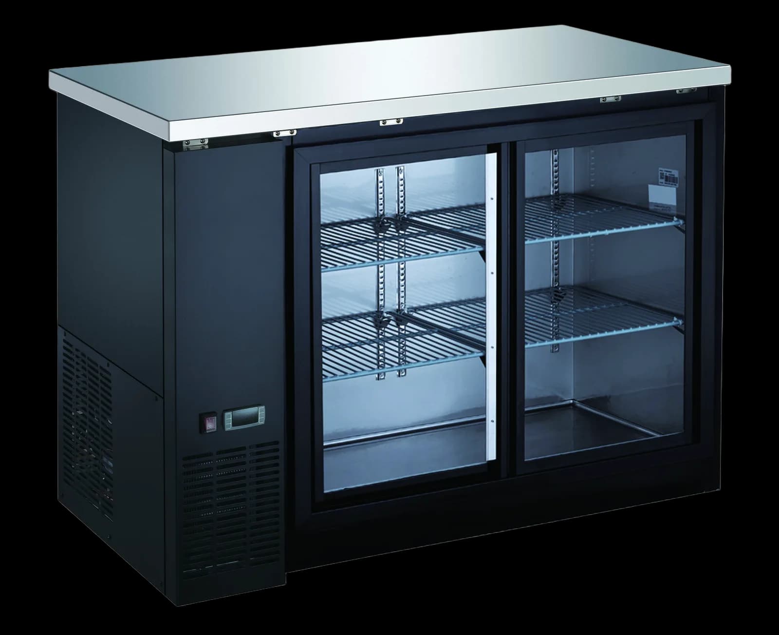 2 Glass Door Sliding Back Bar Cooler, 12 cu. ft. — model DRBB48GS