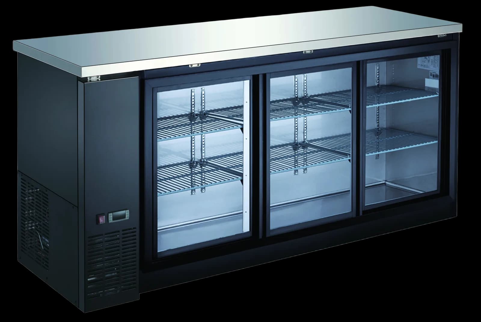 3 Glass Door Sliding Back Bar Cooler, 20 cu. ft. — model DRBB72GS